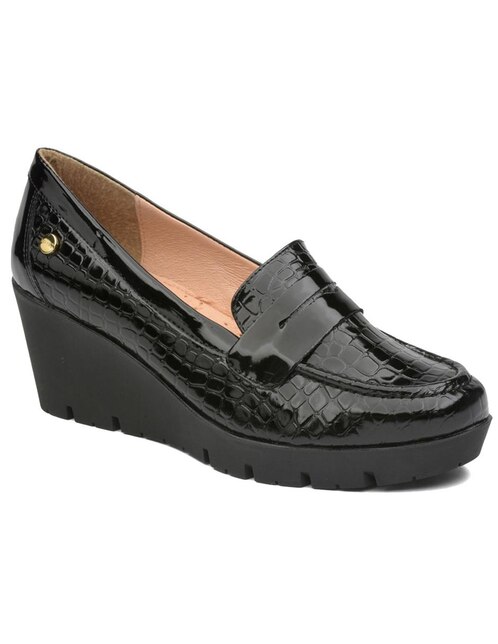 Mocasín Manet negro con diseño gráfico plataforma en Liverpool