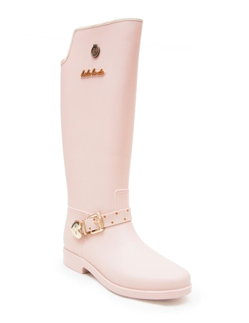 Bota Loly in the Sky rosa con logotipo en Liverpool