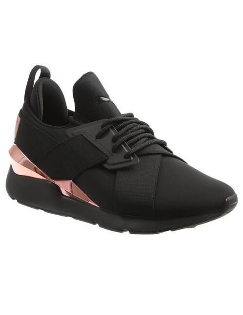 tenis puma negros con rosa