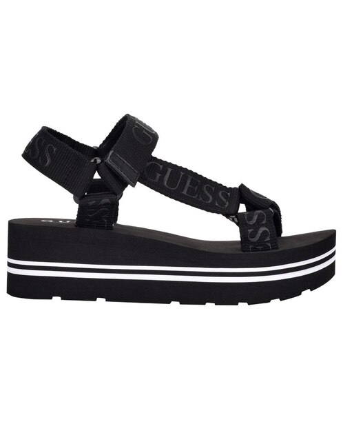 Sandalia Guess negra con logotipo en Liverpool