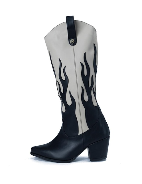 MICHPLAS Bota abajo de la rodilla Michplas Brunela Flamas para mujer