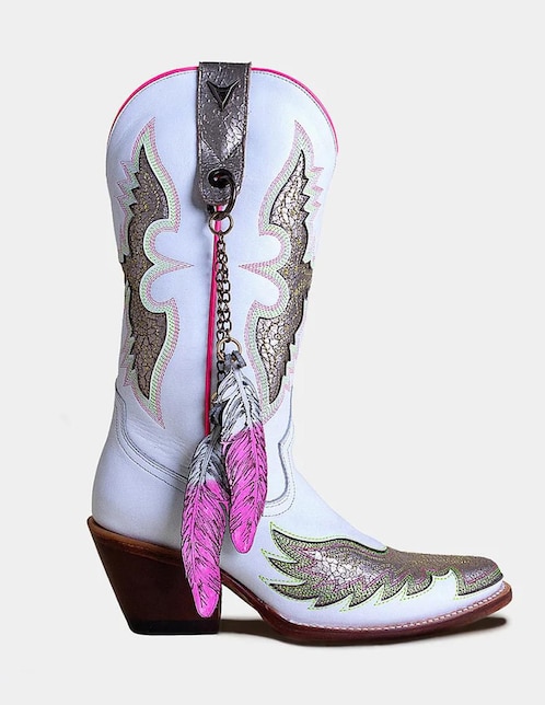 Bota cowboy abajo de la rodilla de cuero para mujer 1