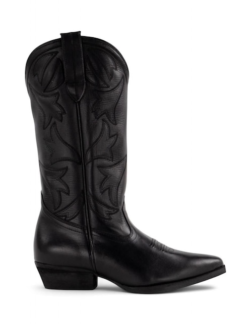 Bota cowboy abajo de la rodilla lyard de piel bovino para mujer