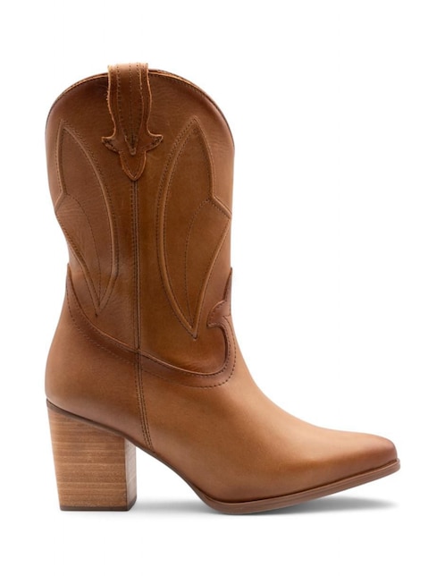 Bota cowboy media pierna Lyard de piel para mujer