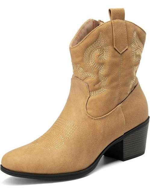 Bota cowboy arriba del tobillo de piel para mujer 1