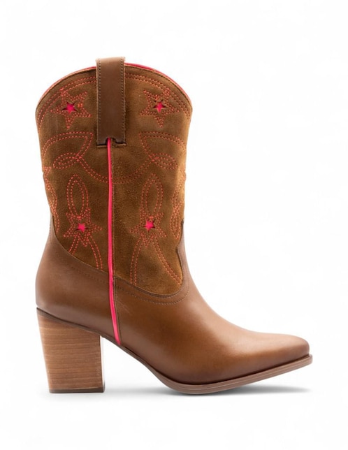 Bota cowboy arriba del tobillo Lyard de piel para mujer
