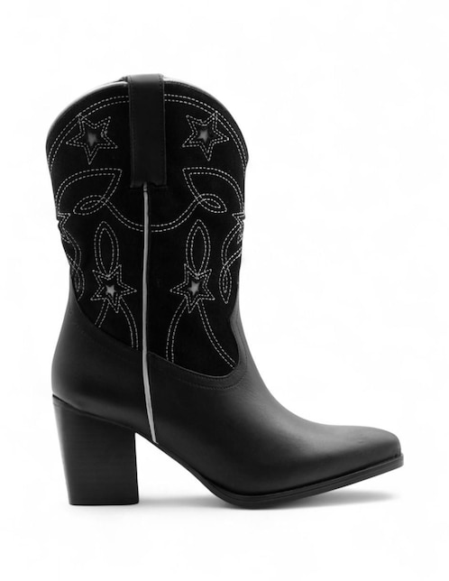 Bota cowboy arriba del tobillo Lyard de piel bovino para mujer