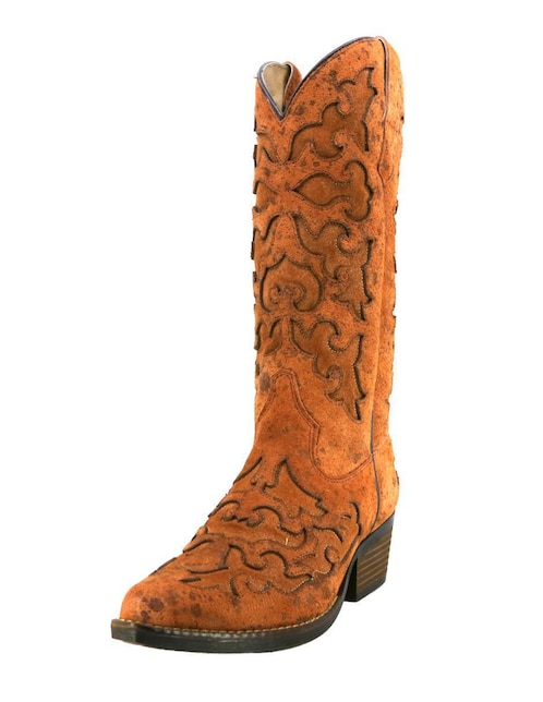 Bota cowboy abajo de la rodilla Texaban Western de piel para mujer