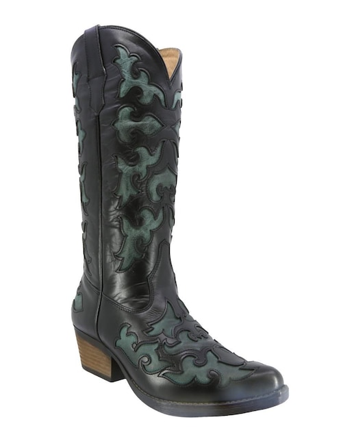 Bota cowboy abajo de la rodilla Texaban Western de piel para mujer