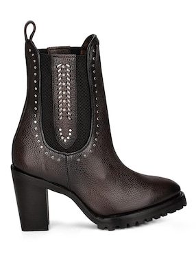 Bota arriba del tobillo Cuadra de piel para mujer