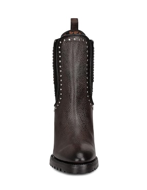 Bota arriba del tobillo Cuadra de piel para mujer