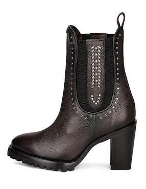 Bota arriba del tobillo Cuadra de piel para mujer