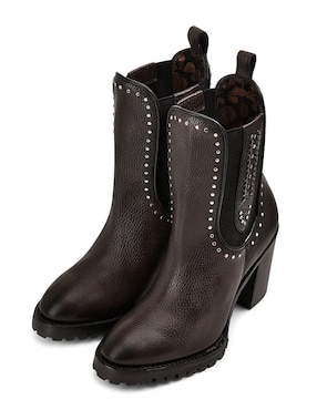Bota arriba del tobillo Cuadra de piel para mujer
