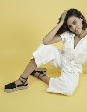 Sandalia La Mala Textil Azabache para mujer