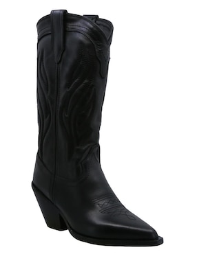 Bota Cowboy Arriba De Tobillo Triples De Piel Para Mujer