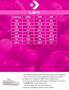 Tenis Converse Ctas Lift Ox para mujer