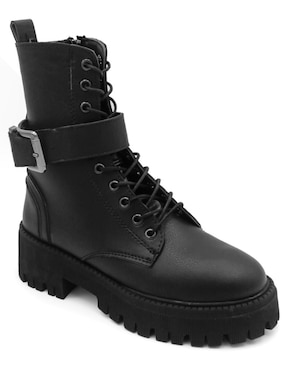 Bota Combat Media Pierna RBCollection De Piel Para Mujer