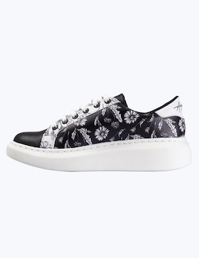 Tenis Angelozano Black and White Flores para mujer