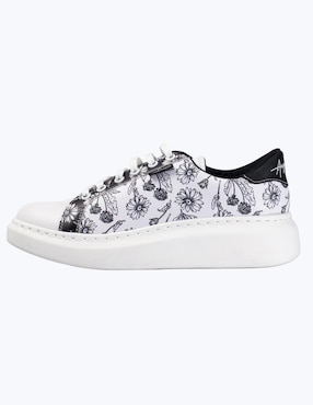 Tenis Angelozano Black and White Flores para mujer