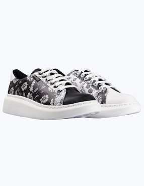 Tenis Angelozano Black and White Flores para mujer
