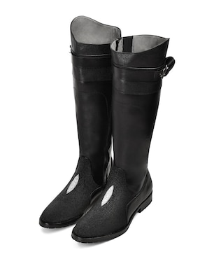 Bota arriba de la rodilla Franco Cuadra de piel para mujer