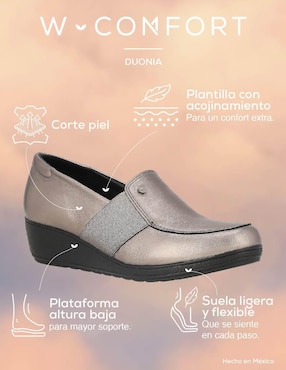 Zapato W Confort de piel para mujer
