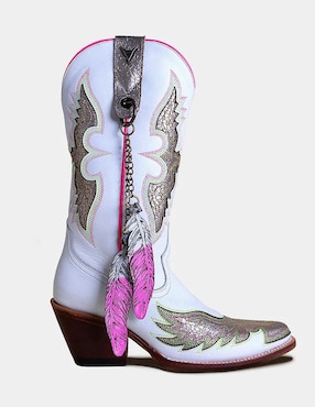 Bota cowboy abajo de la rodilla Pellibus de cuero para mujer