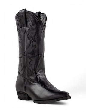Bota cowboy abajo de la rodilla lyard de piel bovino para mujer