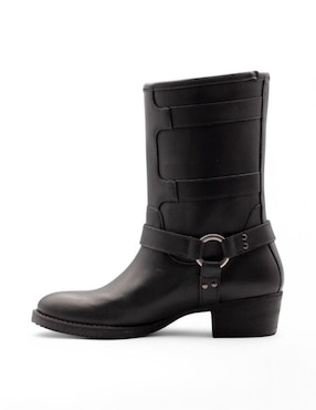Bota media pierna Lyard Biker de piel bovino para mujer