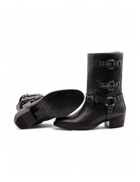 Bota media pierna Lyard Biker de piel bovino para mujer