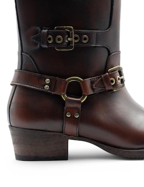 Bota media pierna Lyard Biker de piel bovino para mujer