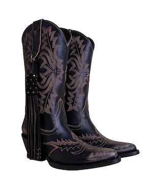 Bota cowboy abajo de la rodilla Pellibus de cuero para mujer