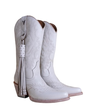Bota cowboy abajo de la rodilla Pellibus de cuero para mujer