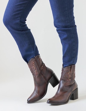 Bota cowboy arriba del tobillo Rbcollection de piel para mujer