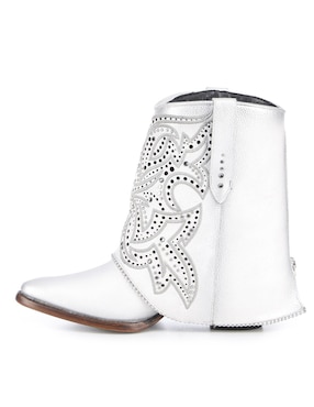 Bota cowboy arriba del tobillo Cuadra de piel para mujer