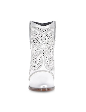 Bota cowboy arriba del tobillo Cuadra de piel para mujer