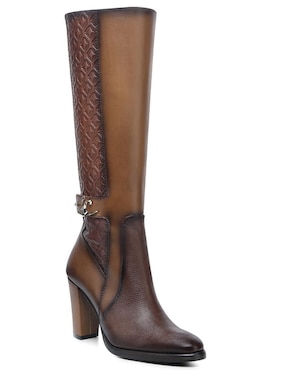 Bota abajo de la rodilla Franco Cuadra de piel para mujer