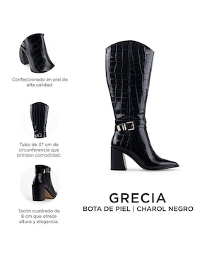 Bota rodilla Davenia de piel para mujer