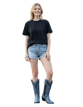 Bota cowboy abajo de la rodilla Kuali Shoes Vaquera para mujer