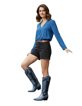 Bota cowboy abajo de la rodilla Kuali Shoes Vaquera para mujer
