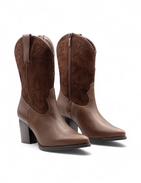 Bota cowboy arriba de la rodilla Lyard de piel para mujer