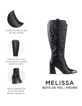 Bota cowboy rodilla Davenia Botas Davenia de piel para mujer
