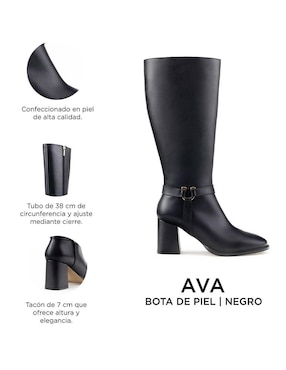 Bota rodilla Davenia de piel para mujer