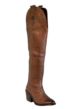 Bota cowboy a la rodilla Kuali Shoes para mujer