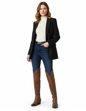 Bota cowboy a la rodilla Kuali Shoes para mujer