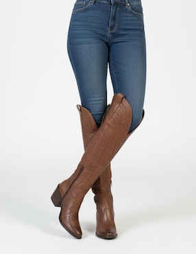Bota cowboy a la rodilla Kuali Shoes para mujer