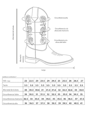Bota cowboy media pierna BDP Botas De Pedro de piel para mujer