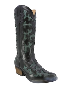 Bota cowboy abajo de la rodilla Texaban Western de piel para mujer