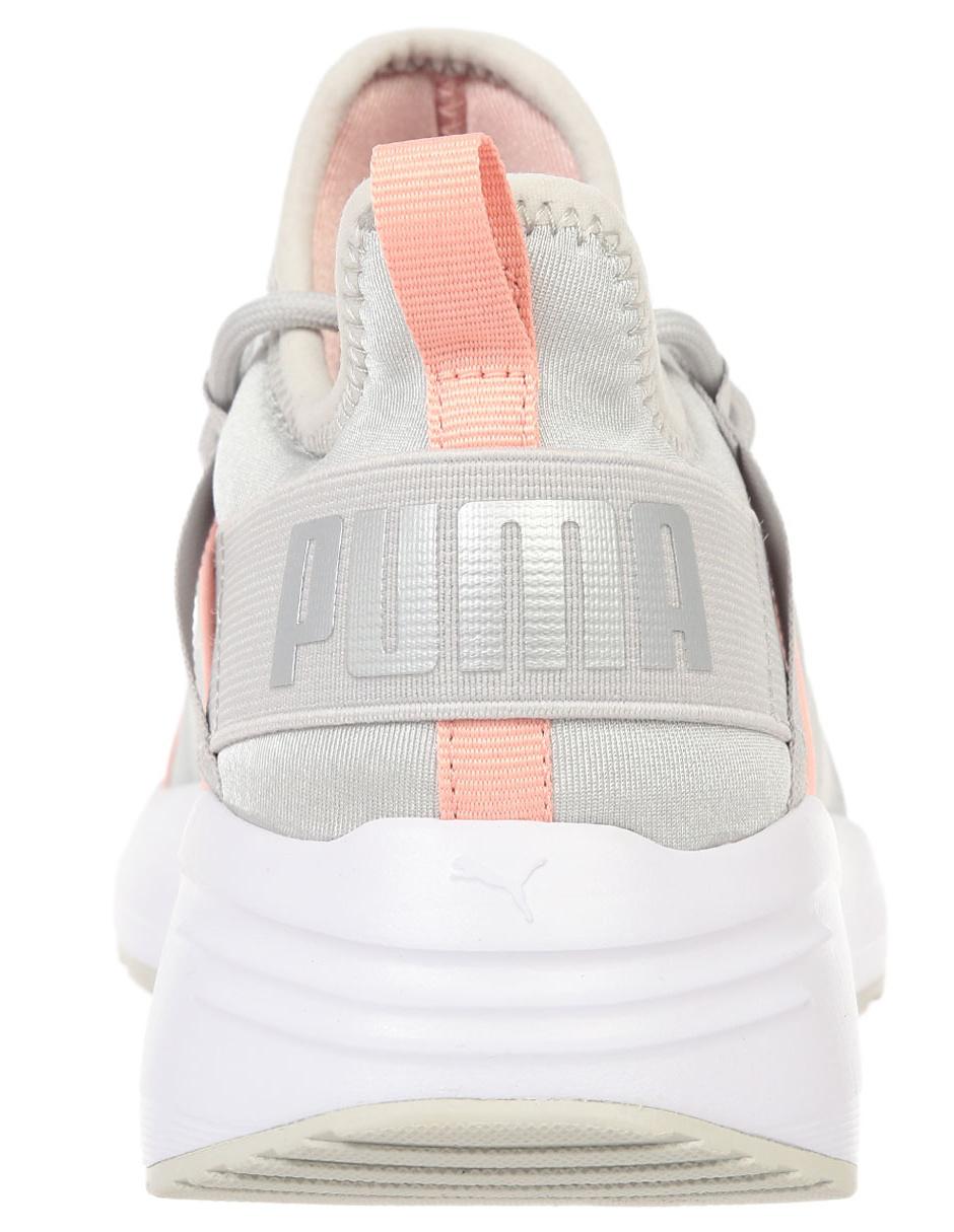 tenis puma gris con rosa