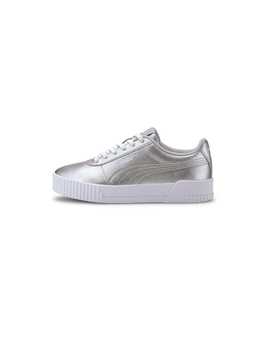 tenis puma plateados mujer